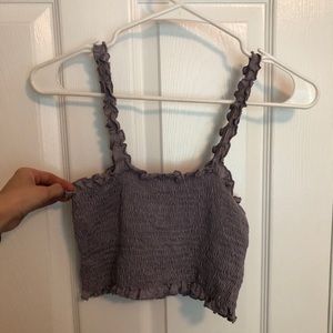 Ruched lavender/purple tank crop top